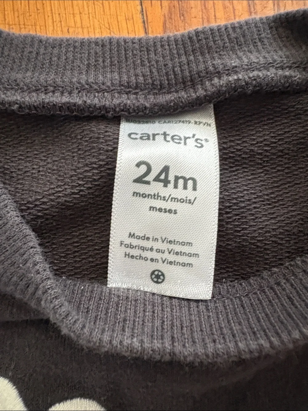 Carter's Black Sweatshirt with Pastel Floral Appliqués